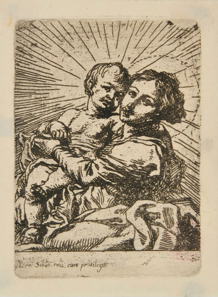 VIRGIN, TURNED TO LEFT, HOLDING CHILD IN HER ARMS