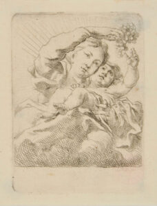 Virgin and Child in the Clouds, Virgin Holding Bunch of Grapes
