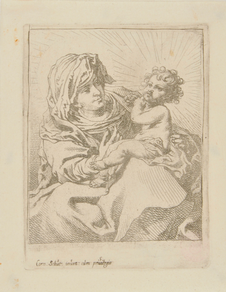 VIRGIN AND CHILD, THE LATTER SITTING ON THE VIRGIN'S RIGHT KNEE