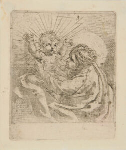 Virgin Holding Up Child