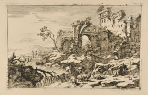 Ruins of a Building by a Cascade, Shepherd Asleep in the Foreground