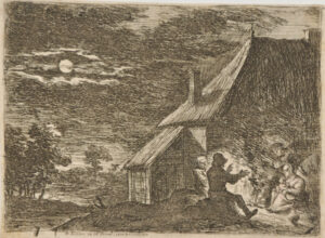 Moonlight Scene with Peasants About a Fire