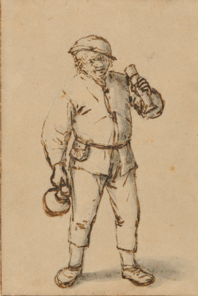 PEASANT HOLDING A GLASS AND A JUG