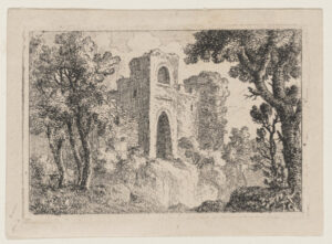 Landscape with Castle in Center, Trees in Foreground