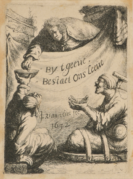 GENTLEMAN GIVING ALMS TO TWO BEGGARS