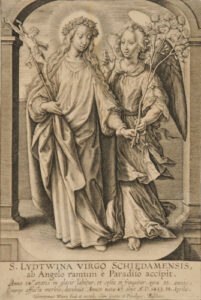 Saint Lydtwina Receiving a Branch of Roses from an Angel