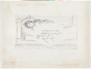 Orientale sur lit de repos, sol de carreaux rouges