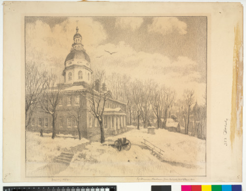 Snowscape of Maryland State House at Annapolis - Image 2