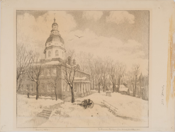 Snowscape of Maryland State House at Annapolis - Image 1