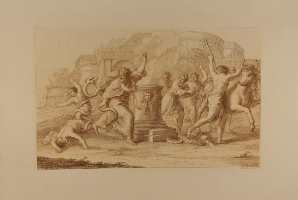 (Figures being attacked by serpents)