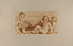 Three Naked Children Holding a Festoon of Fruit