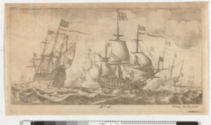 A Fleet of Sailing Frigates, with a Round Barrel Buoy in Foreground at Left