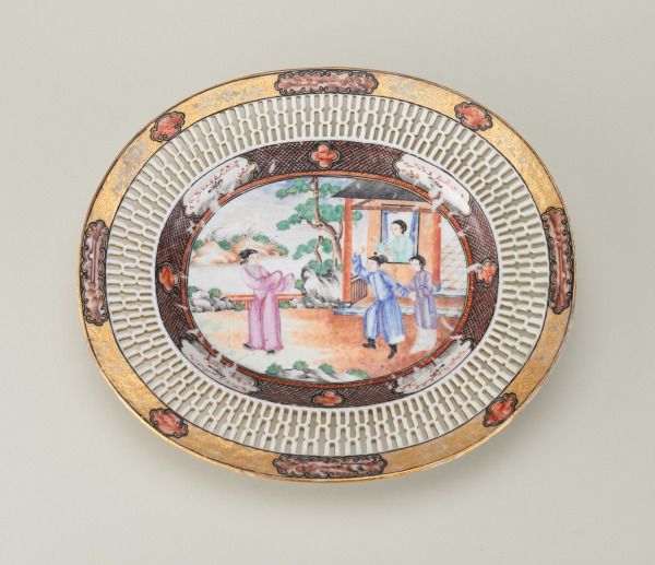 Export Basket and Stand Decorated with Scenes of Chinese Women - Image 3