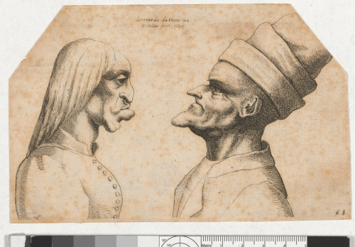 Woman with Protruding Lip and Man with High Cap
