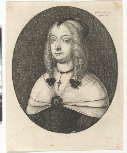 HEAD OF A WOMAN, WITH LITTLE CAP, TWO BOWS TYING ENDS OF CURLS