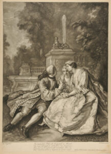 Garden Scene, with Suitor and Two Young Women in Foreground