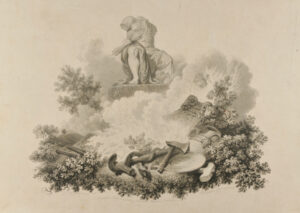 Allegorical Plate, with Headless Statue of Jove