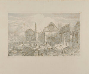 Workman Demolishing a Church by a River