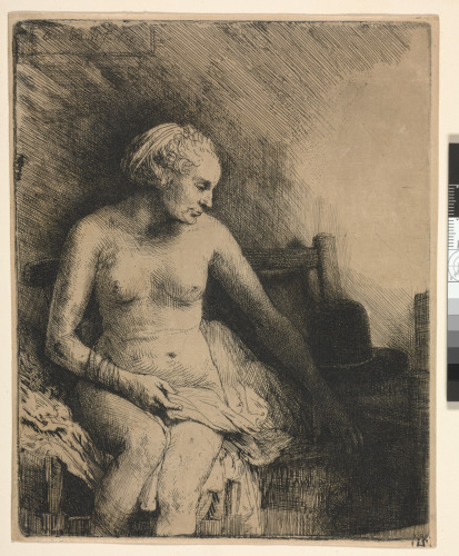 WOMAN AT THE BATH, WITH A HAT BESIDE HER