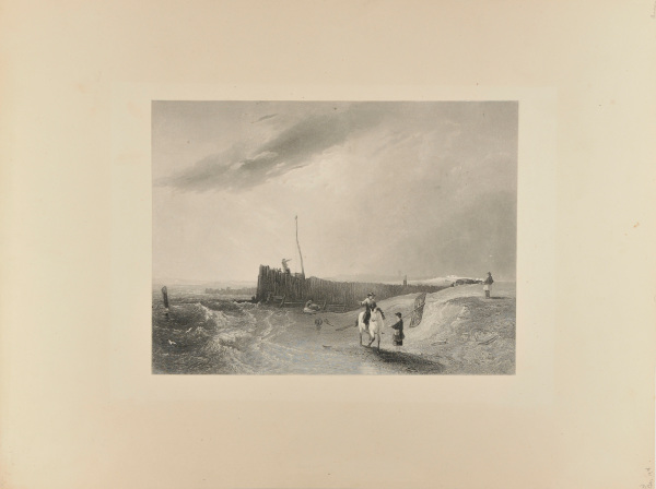 Marine, with Men on Seashore