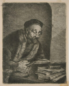 Man with Spectacles Reading a Book
