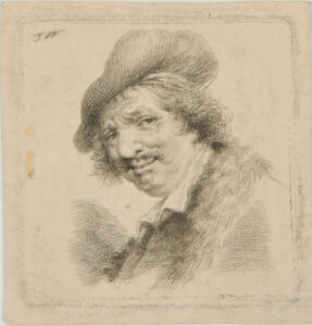 Head of Man, Turned to Left, Wearing Round Cap