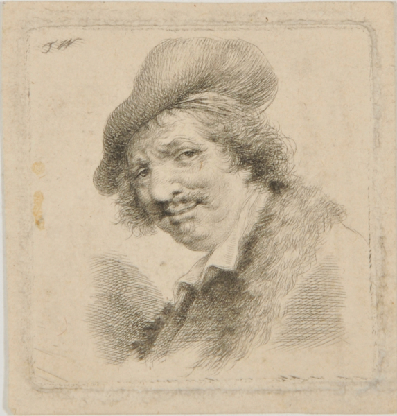 Head of Man, Turned to Left, Wearing Round Cap