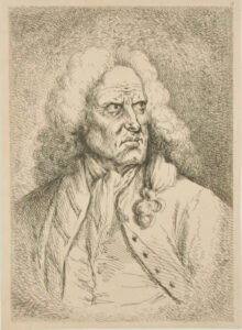 Portrait Head of an Old Man with Long Curly Wig