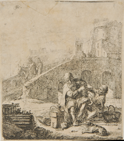 THE BEGGAR EATING GRAPES