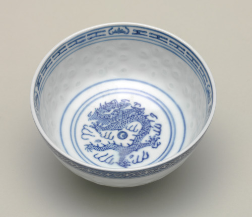 Bowl Stenciled-Decorated with Dragon and Pearl