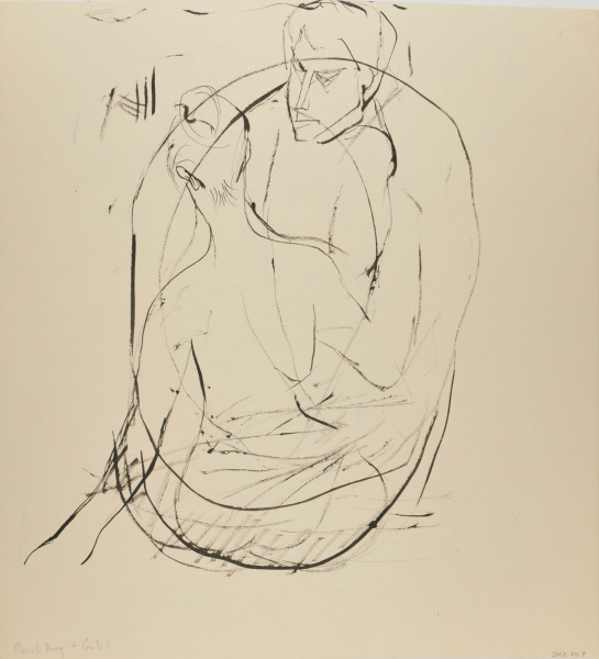 Screaming Woman in Ocean (Recto); Sketch of a Man and Woman (Verso) - Image 2
