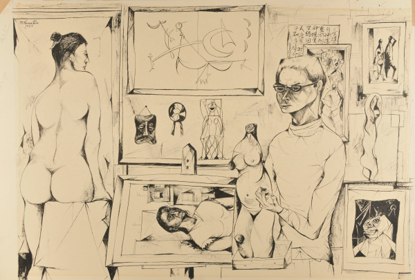 Model in the Studio with Various Pictures and Sculptures - Image 2