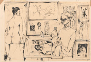 Model in the Studio with Various Pictures and Sculptures