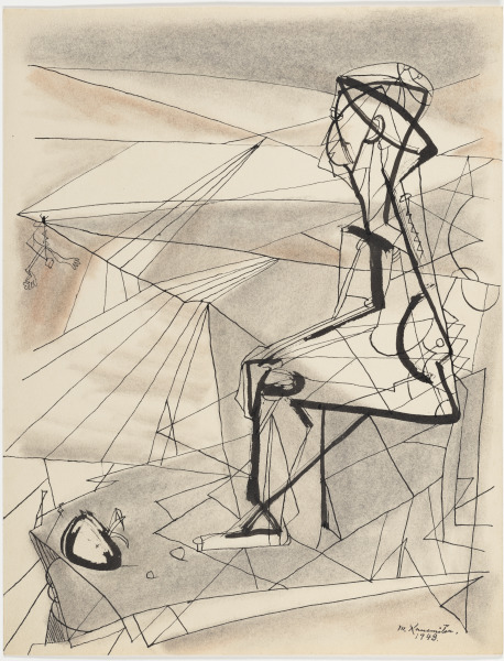 SEATED GEOMETRIC MAN