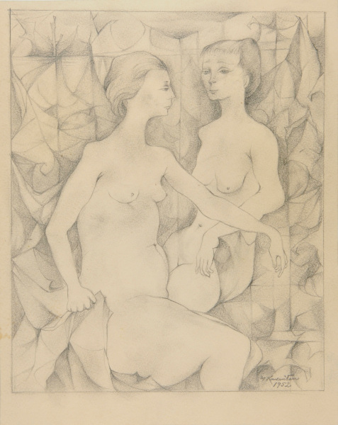 Two Women Against an Angular Background - Image 2