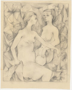 Two Women Against an Angular Background