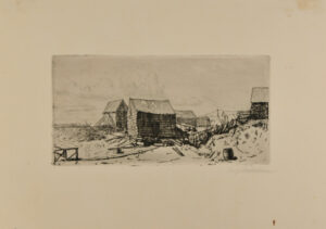 Fishermen’s Huts, with Woman and Girl