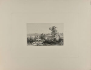 A Park with Fountain by a Lake