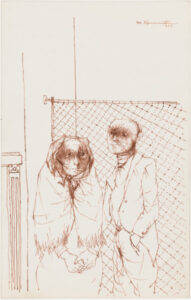 Man and Woman in Front of a Fence