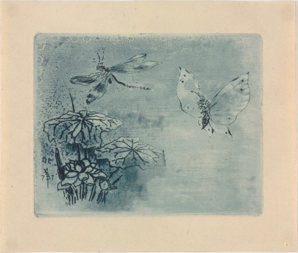 BOOKPLATE: BUTTERFLY AND DRAGONFLY