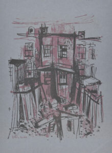 Cluttered Yard Behind Row House