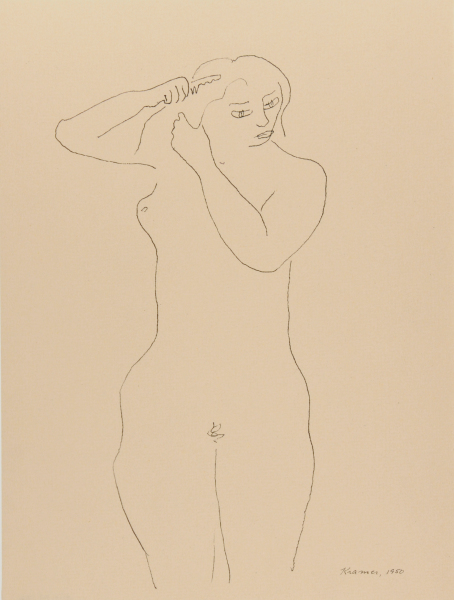 NUDE WOMAN COMBING HER HAIR