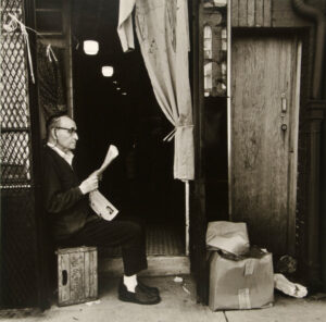 Solomon Fairman Reading His Daily Yiddish Newspaper