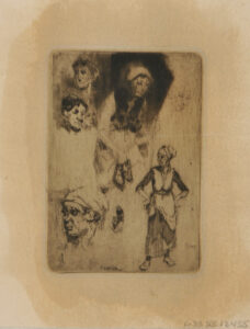 Croquis: Femme tenant une paire de souliers, femme les poings sur les hanches, etc.