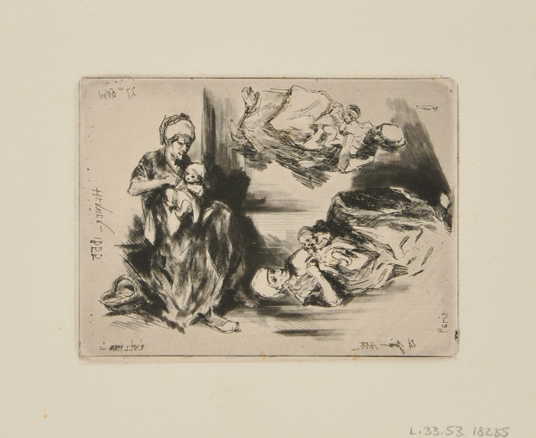 Trois Croquis d’une Femme Tenant un Enfant