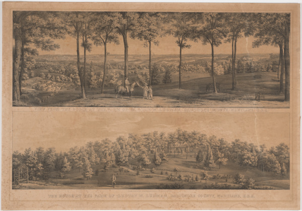 Top Scene: View from the Porch at the Farm of Gustav W. Lurman, Baltimore County. Bottom scene: The House at the Farm of Gustav W. Lurman, Baltimore County - Image 2