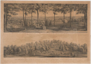 Top Scene: View from the Porch at the Farm of Gustav W. Lurman, Baltimore County. Bottom scene: The House at the Farm of Gustav W. Lurman, Baltimore County