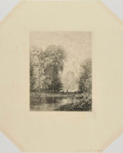 Paysage: Tour au bord d’une rivière