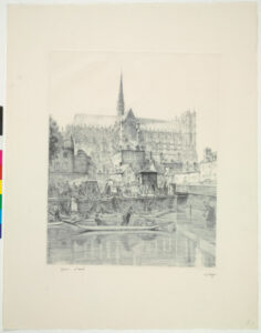 La cathédrale d’Amiens, vue de la Somme