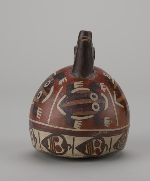 Double-Spout Bottle Decorated with Striped Frogs and Lúcuma Fruit - Image 5
